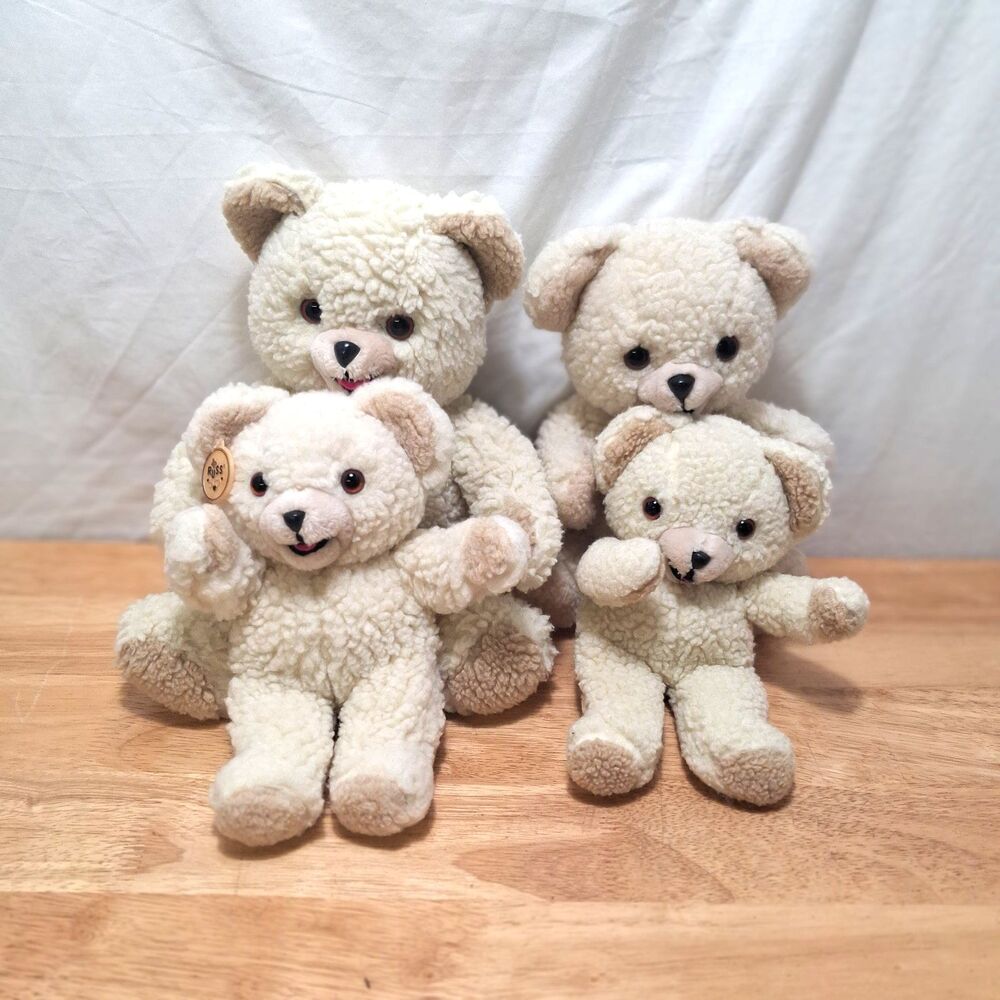 Lot of 4 1986 Snuggle Bear Fabric Softener Bear Teddy Plush Russ Vintage‎ Puppet